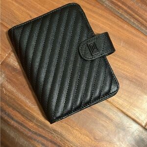 NOTIQ Quilted Faux Leather Planner Wallet Organizer Black‎ Snap Closure (A2)